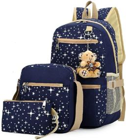 img 4 attached to 🎒 Fancy Teen Backpack: Stylish Canvas Rucksack for Kids