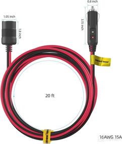 img 3 attached to 🔌 Cigarette Lighter Extension Cord - 20FT/6M, 12V/24V Heavy Duty with LED Indicator - Compatible with Car Fans, Vacuum Cleaners, Air Purifiers, Tire Pumps & More by Wolvespower