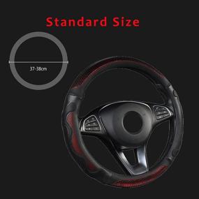 img 2 attached to Xhangev Microfiber Car Steering Wheel Covers Durable Anti Slip Men Wheel Covers For Car With Soft Touch (Red-Black)