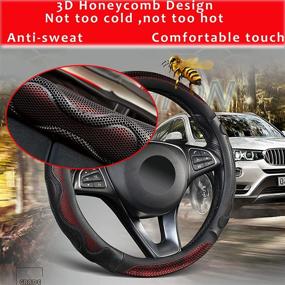 img 1 attached to Xhangev Microfiber Car Steering Wheel Covers Durable Anti Slip Men Wheel Covers For Car With Soft Touch (Red-Black)