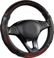 xhangev microfiber car steering wheel covers durable anti slip men wheel covers for car with soft touch (red-black) logo