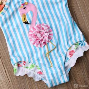 img 2 attached to 👙 Striped Flamingo Tassel One-Piece Swimsuit for Baby Girls - Beachwear Swimwear Bathing Suits 0-6T