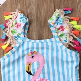 img 3 attached to 👙 Striped Flamingo Tassel One-Piece Swimsuit for Baby Girls - Beachwear Swimwear Bathing Suits 0-6T