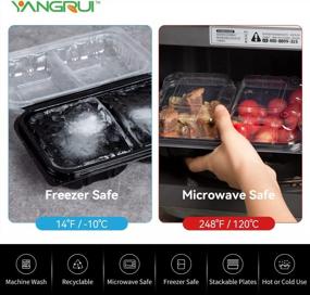 img 2 attached to 25 Pack 9X6 Inch 27Oz YANGRUI Clamshell Take Out Containers | Anti-Fog & Leak Proof Shrink Wrap Meal Prep Container BPA Free Microwave/Freezer Safe Plastic Hinged To Go Containers