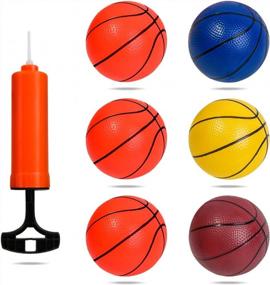 img 4 attached to 6PCS 5.5 Inch Mini Basketballs For Kids With Pump - Colorful Rubber Balls For Toddlers Indoor/Outdoor Pool Hoop Set.