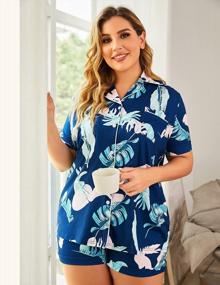 img 3 attached to Plus Size Pajama Set For Women With Short Sleeves And Button-Down, Soft Nightwear Shorts Included - IN'VOLAND Sleepwear Collection