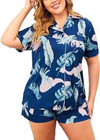 img 4 attached to Plus Size Pajama Set For Women With Short Sleeves And Button-Down, Soft Nightwear Shorts Included - IN'VOLAND Sleepwear Collection