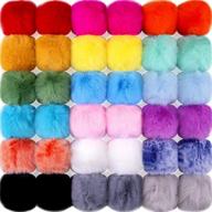 36-piece faux rabbit fur pom pom balls - 18 colors, 2 pcs each color - diy fluffy accessories for hats beanies shoes scarves gloves bags logo