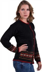 img 1 attached to Gamboa Alpaca Cardigan With Buttons - Black With Geometrical Designs