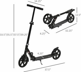 img 2 attached to Adjustable Folding Kick Scooter For Adults And Teens - 3-Level Height Handlebar, Large Wheels, Rear Wheel Brake - Black