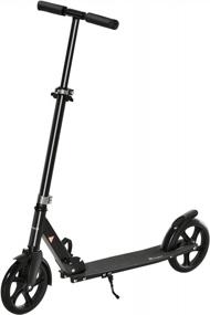 img 4 attached to Adjustable Folding Kick Scooter For Adults And Teens - 3-Level Height Handlebar, Large Wheels, Rear Wheel Brake - Black