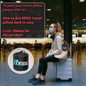 img 3 attached to ✈️ REIOL Travel Pillow for Airplanes & Sleeping- 100% Pure Memory Foam- Neck & Head Support 4 Way Use with Eye Mask Attached- Washable Case Cover with Zipper- Perfect for Travel, Car and Office (Black)