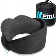 ✈️ reiol travel pillow for airplanes & sleeping- 100% pure memory foam- neck & head support 4 way use with eye mask attached- washable case cover with zipper- perfect for travel, car and office (black) logo