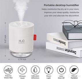 img 3 attached to 500ml Portable Mini Cool Mist Humidifier for Baby Bedroom, Travel, Office, and Home - USB Personal Desktop Humidifier, Super Quiet, Auto Shut-Off, 2 Mist Modes - White