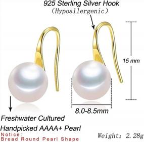 img 3 attached to HENGSHENG Pearl Earrings 925 Sterling Silver Hoop Handpicked AAAA 8.0-8.5Mm Real Pearl Dangle Drop Earrings For Women Girls