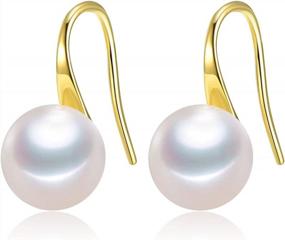 img 4 attached to HENGSHENG Pearl Earrings 925 Sterling Silver Hoop Handpicked AAAA 8.0-8.5Mm Real Pearl Dangle Drop Earrings For Women Girls