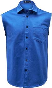 img 4 attached to MCULIVOD Sleeveless Cotton Cowboy Button Men's Clothing made as Shirts