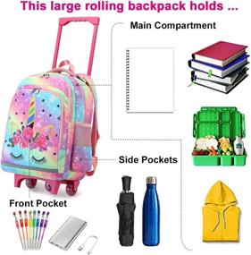 img 1 attached to CAMTOP Rolling Backpack Wheeled Luggage Backpacks : Kids' Backpacks