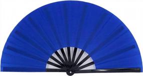 img 3 attached to Large Folding Hand Fans For Women Men - Rave Festival EDM Performance Gifts Party Decoration (Blue)
