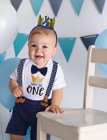 img 3 attached to Adorable Mr Onederful First Birthday Outfit For Boys: Bowtie Romper + Shorts Bodysuit Set