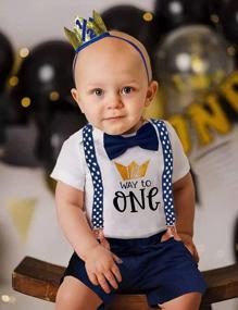 img 2 attached to Adorable Mr Onederful First Birthday Outfit For Boys: Bowtie Romper + Shorts Bodysuit Set