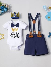 img 1 attached to Adorable Mr Onederful First Birthday Outfit For Boys: Bowtie Romper + Shorts Bodysuit Set