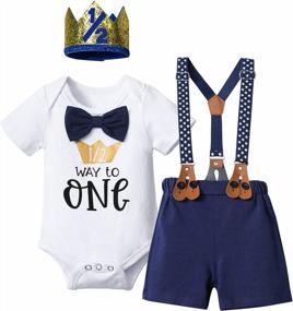 img 4 attached to Adorable Mr Onederful First Birthday Outfit For Boys: Bowtie Romper + Shorts Bodysuit Set