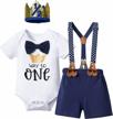 adorable mr onederful first birthday outfit for boys: bowtie romper + shorts bodysuit set logo
