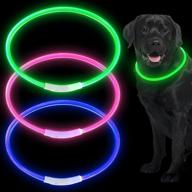 enhance pet safety with usb rechargeable led dog collar lights - water resistant & cuttable - choose from pink, green, or blue (natural style) logo