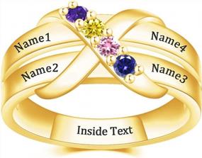 img 2 attached to Personalized Mother'S Ring With Birthstones - 925 Sterling Silver Custom Promise Ring For Her, Heart Birthstone Ring For Women By TinyName Mom Gifts