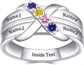 img 4 attached to Personalized Mother'S Ring With Birthstones - 925 Sterling Silver Custom Promise Ring For Her, Heart Birthstone Ring For Women By TinyName Mom Gifts