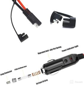 img 2 attached to ⚡️ 10FT SAE Battery Charger Cable with 12V Cigarette Lighter Plug - 14AWG Extension Charging Cable, SAE Quick Release Adapter, 15A Fuse, and LED Light