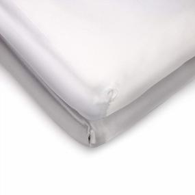 img 4 attached to Soft And Luxurious Pro Goleem Satin Pack N Play Playard Sheets - Fitted 2 Pack For Baby Hair - Unisex White And Gray - Perfect For Mini Crib And Playard