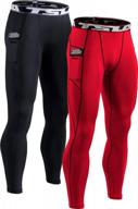 men's compression pants tights leggings with pocket/non-pocket - 3 pack, cool dry athletic workout running for tsla logo