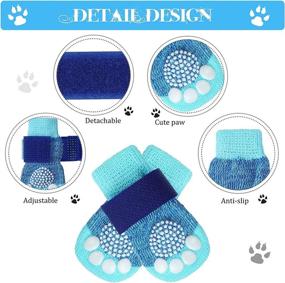 img 3 attached to Frienda 8-Piece Double-Sided Anti-Slip Dog Socks: Adjustable Puppy Paw Protector with Grips for Strong Traction Control on Hardwood Floors