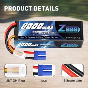img 2 attached to Zeee 11.1V Lipo Battery 3S 100C 8000MAh Hard Case Battery With EC5 Plug For 1/8 1/10 RC Car Model Truggy Buggy Team Associated(2 Pack)