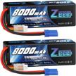 zeee 11.1v lipo battery 3s 100c 8000mah hard case battery with ec5 plug for 1/8 1/10 rc car model truggy buggy team associated(2 pack) logo