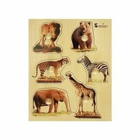 img 4 attached to Edushape Wooden Puzzle, Wild Animals Theme - Baby Toy For Cognitive Development, STEM Learning, Fine Motor Skills And Tactile Senses In Kids Aged 2+ By Doron Layeled