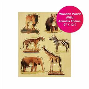 img 3 attached to Edushape Wooden Puzzle, Wild Animals Theme - Baby Toy For Cognitive Development, STEM Learning, Fine Motor Skills And Tactile Senses In Kids Aged 2+ By Doron Layeled