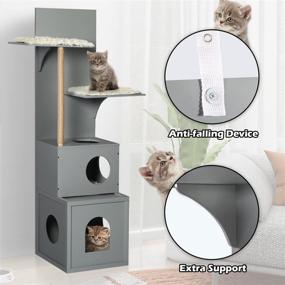 img 1 attached to 🐱 Vikiullf Modern Cat Tree - Premium Multi-Level Cat Tower, Sturdy Wooden Condo Furniture for Cats