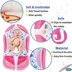 img 2 attached to 🛁 Premium Baby Bath Seat Support Net | Patterned Bath Net with Safety Support Corners | Bathtub Shower Mesh Sling for Newborns | Size: 35” x 21” (Bathtub Not Included)