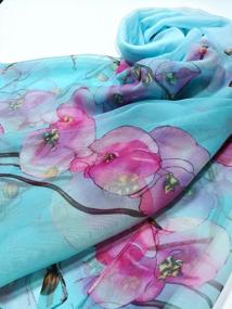 img 1 attached to Luxurious Floral Silk Scarves For Women - Perfect Gift From Shanlin!