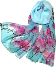 img 3 attached to Luxurious Floral Silk Scarves For Women - Perfect Gift From Shanlin!