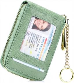 img 4 attached to Imeetu RFID Credit Card Holder Wallet With Keychain & ID Window Small Leather Zipper Card Case For Women (Vertical 12 Slots, Aqua)