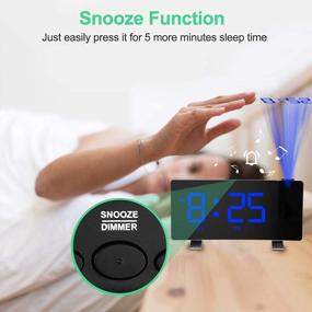 img 2 attached to Digital Projection Alarm Clock Radio For Bedroom: 8” LED Curved Screen, USB Charger, Dual Alarms & 180° Projector - Perfect For Heavy Sleepers & Kids/Elders