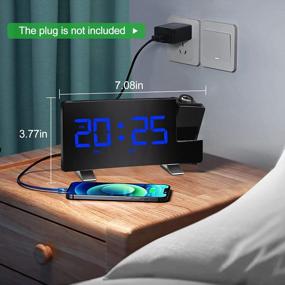 img 3 attached to Digital Projection Alarm Clock Radio For Bedroom: 8” LED Curved Screen, USB Charger, Dual Alarms & 180° Projector - Perfect For Heavy Sleepers & Kids/Elders