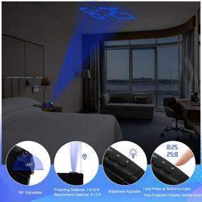 img 1 attached to Digital Projection Alarm Clock Radio For Bedroom: 8” LED Curved Screen, USB Charger, Dual Alarms & 180° Projector - Perfect For Heavy Sleepers & Kids/Elders
