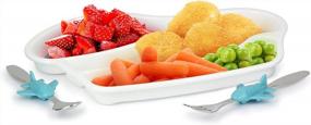 img 2 attached to Набор разделенных тарелок для детей с самолетом и приборами — веселое время приема пищи для детей!
