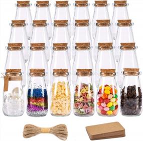 img 4 attached to 24-Pack 3.4Oz Glass Favor Jars With Cork Lids - 100Ml Mini Milk Potion Bottles For Weddings And Parties - Comes With 30 Label Tags And 20M Burlap Ribbon - By SUPERLELE