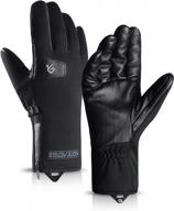 9/3.2 winter gloves, windproof and water resistant leather snowboarding glove for men women - goat skin palm anti-slip - wool lining - hands warm in cold weather for running skiing - black - xl logo